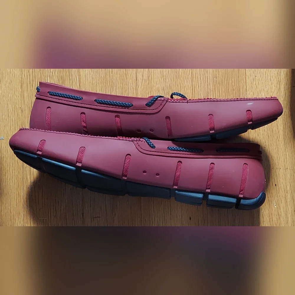 SWIMS MEN'S RED RUBBER & MESH LACE BRAIDED BOAT SLIP-ON CASUAL LOAFERS SIZE 13 - Picture 8 of 13